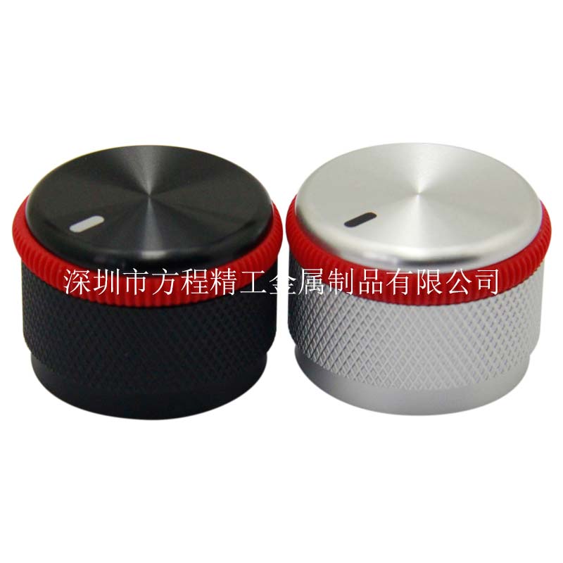 全鋁旋鈕全鋁滾花帶槽旋鈕 R角 直徑30高度22內孔直徑6 側面鎖螺絲固定 多種色圈可選